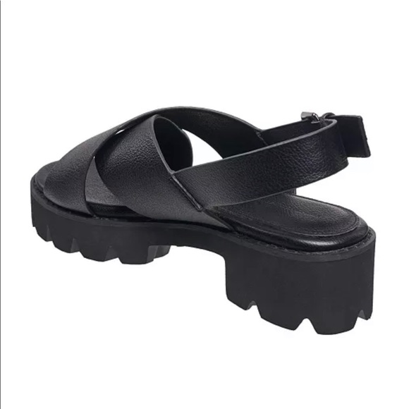 French Connection Rowan Criss Cross Black Chunky Heel Sandals Size 9 NEW - Picture 3 of 12
